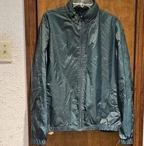 Alfani Windbreaker Jacket Men Size L Green Full Zip Long Sleeve Regular Fit